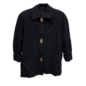 Anne Klein 2 VTG Black‎ Wool Coat Peacoat Lined Women’s Size XL* Holiday Preppy